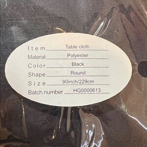 6-90 inch Black Round Tablecloth